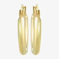 Womens 14K Gold 15mm Round Hoop Earrings