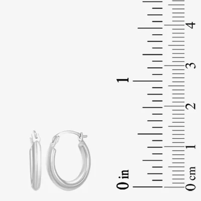 Womens 14K White Gold 15mm Round Hoop Earrings