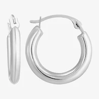 Womens 14K White Gold 15mm Round Hoop Earrings