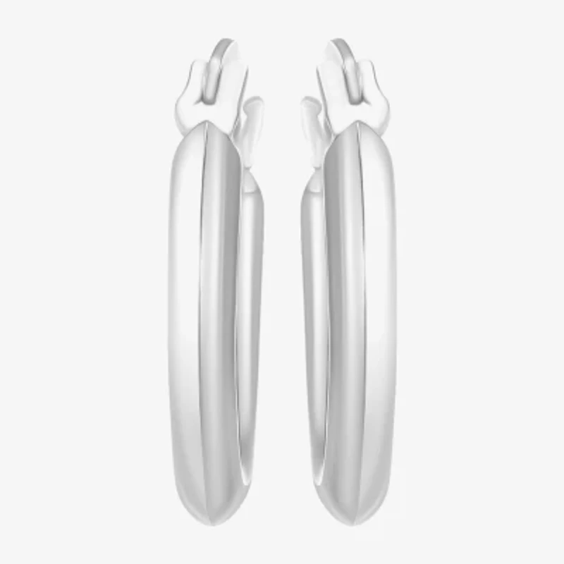Womens 14K White Gold 15mm Round Hoop Earrings
