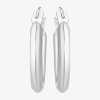 Womens 14K White Gold 15mm Round Hoop Earrings
