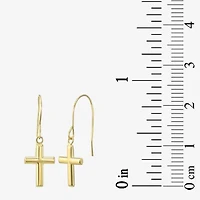 Womens 14K Gold Cross Drop Earrings