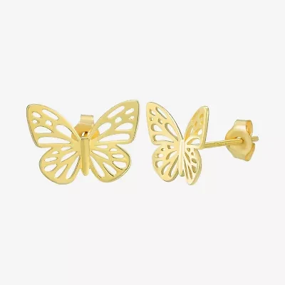 14K Gold 11.8mm Butterfly Stud Earrings