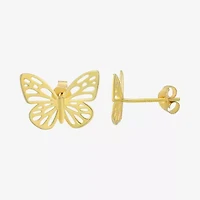 14K Gold 11.8mm Butterfly Stud Earrings