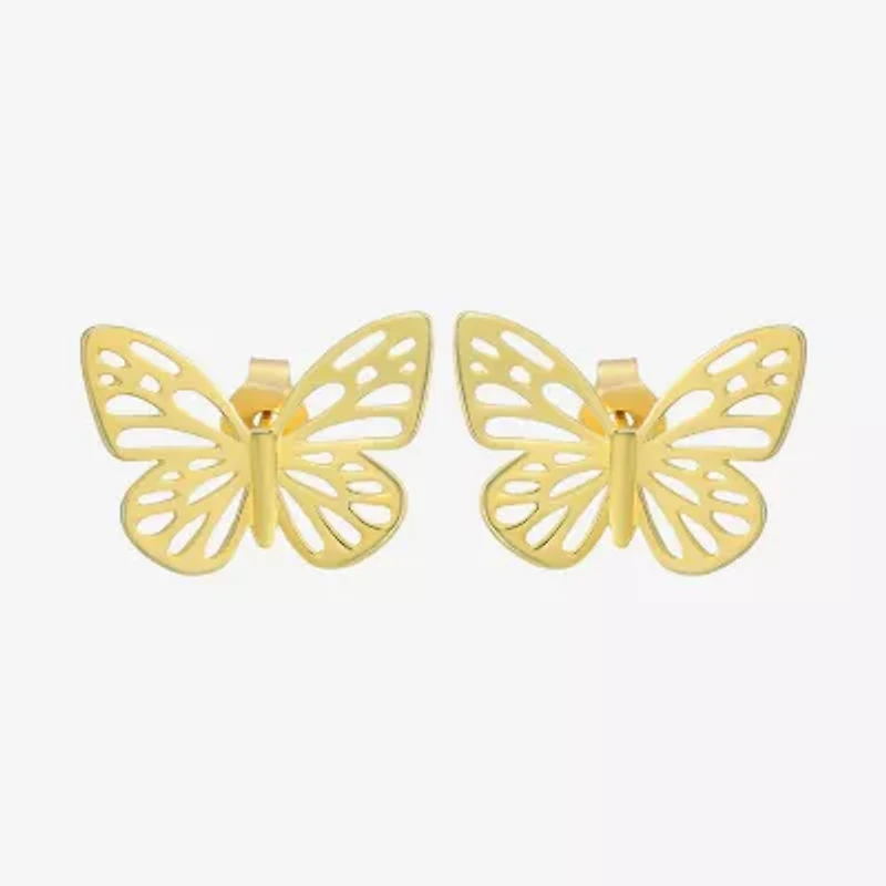 14K Gold 11.8mm Butterfly Stud Earrings
