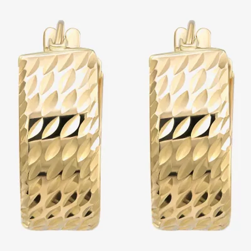 Womens 14K Gold 12mm Round Hoop Earrings