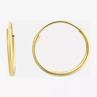 Womens 14K Gold 10mm Round Hoop Earrings