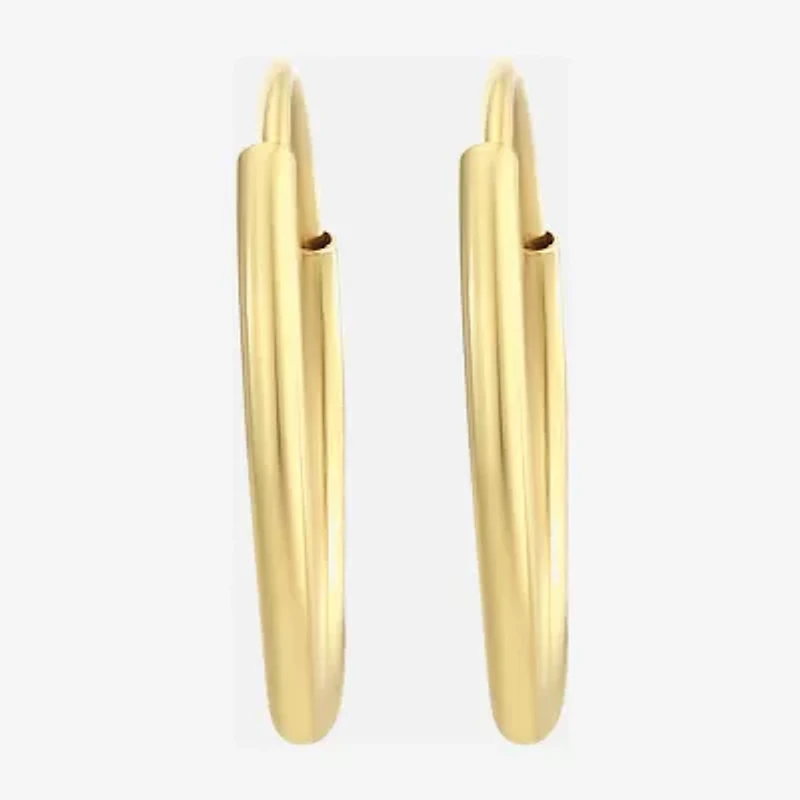 Womens 14K Gold 10mm Round Hoop Earrings