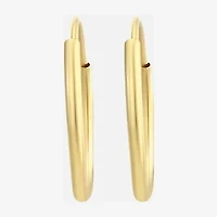 Womens 14K Gold 10mm Round Hoop Earrings