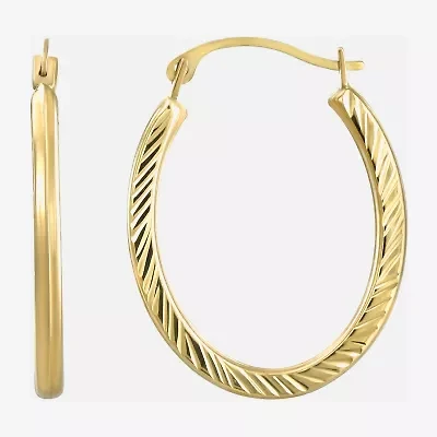 Womens 14K Gold 20mm Oval Hoop Earrings