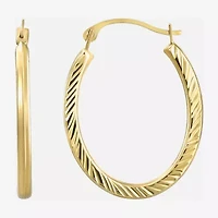 Womens 14K Gold 20mm Oval Hoop Earrings