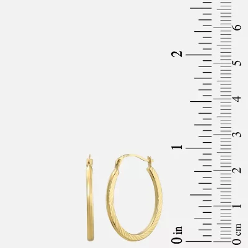 Womens 14K Gold 20mm Oval Hoop Earrings