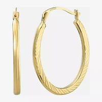 Womens 14K Gold 20mm Oval Hoop Earrings