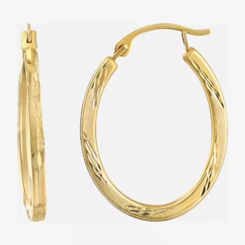 Womens 14K Gold 20mm Oval Hoop Earrings