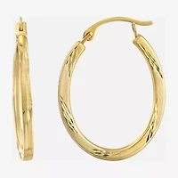Womens 14K Gold 20mm Oval Hoop Earrings