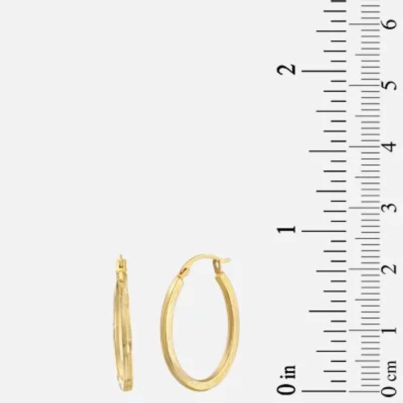 Womens 14K Gold 20mm Oval Hoop Earrings