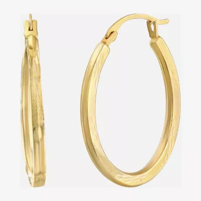 Womens 14K Gold 20mm Oval Hoop Earrings
