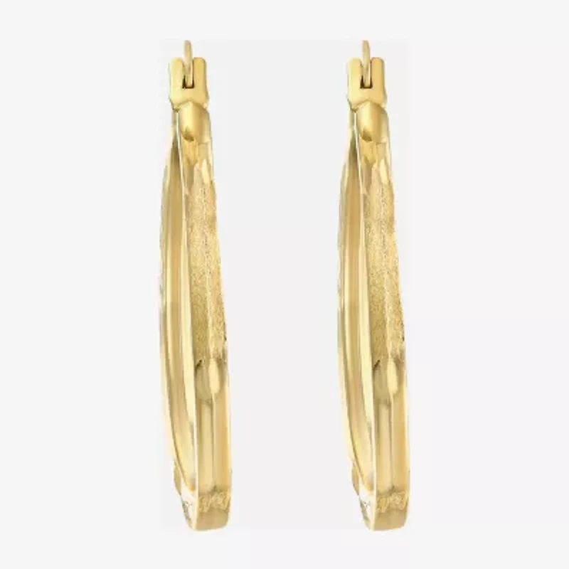 Womens 14K Gold 20mm Oval Hoop Earrings