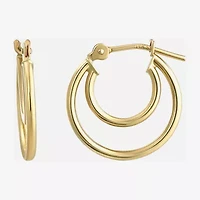 Womens 14K Gold 14mm Round Hoop Earrings