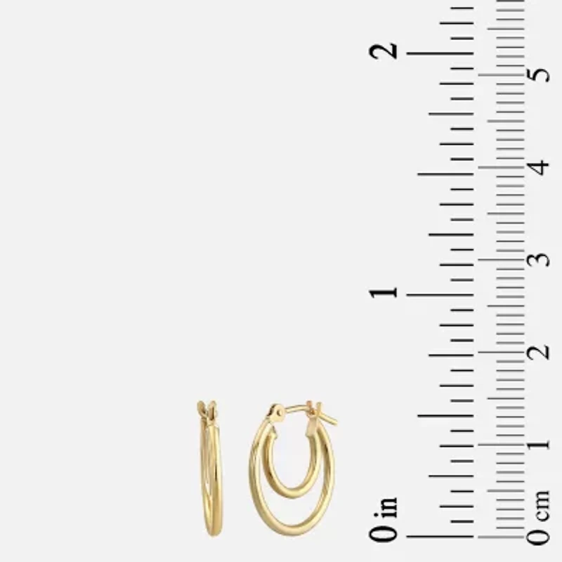 Womens 14K Gold 14mm Round Hoop Earrings