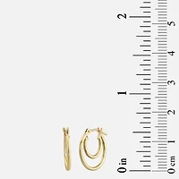 Womens 14K Gold 14mm Round Hoop Earrings