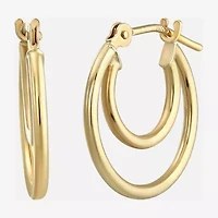 Womens 14K Gold 14mm Round Hoop Earrings