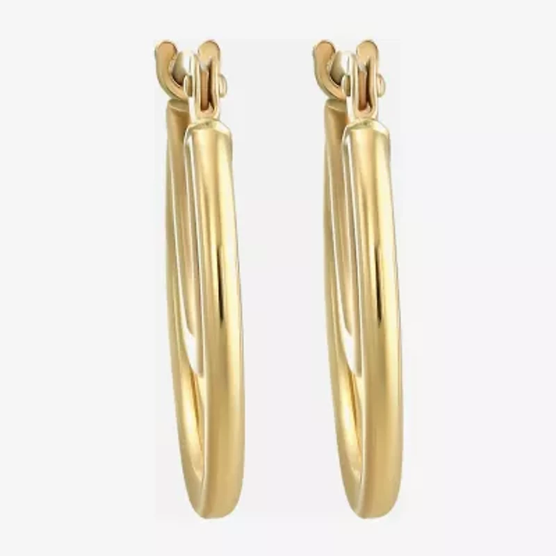 Womens 14K Gold 14mm Round Hoop Earrings