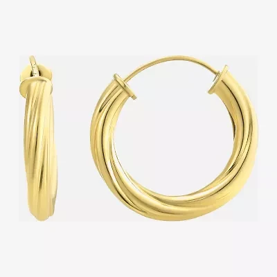Made in Italy Womens 14K Gold 12mm Round Hoop Earrings
