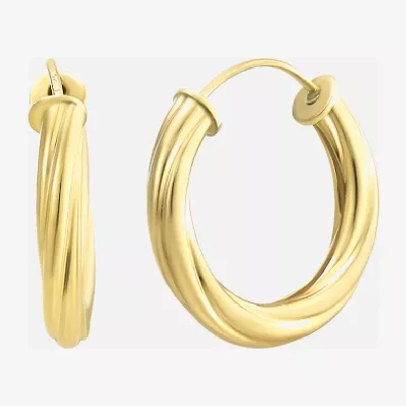 Made in Italy Womens 14K Gold 12mm Round Hoop Earrings