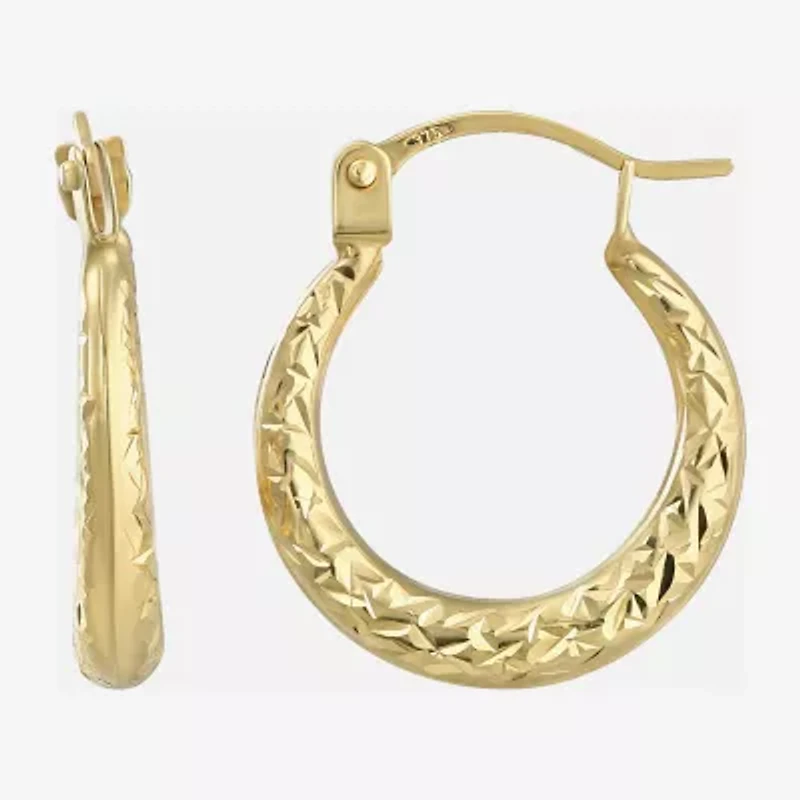 Womens 14K Gold 14mm Round Hoop Earrings