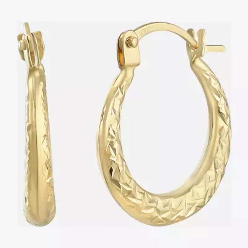 Womens 14K Gold 14mm Round Hoop Earrings