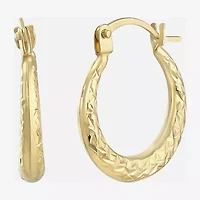 Womens 14K Gold 14mm Round Hoop Earrings