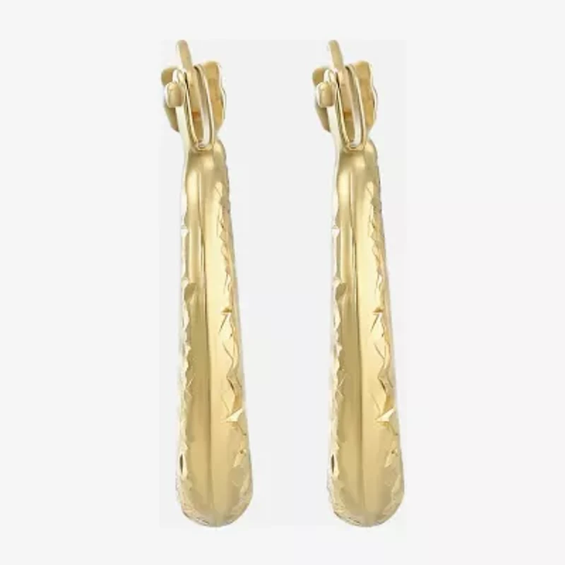 Womens 14K Gold 14mm Round Hoop Earrings