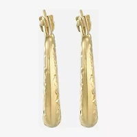 Womens 14K Gold 14mm Round Hoop Earrings