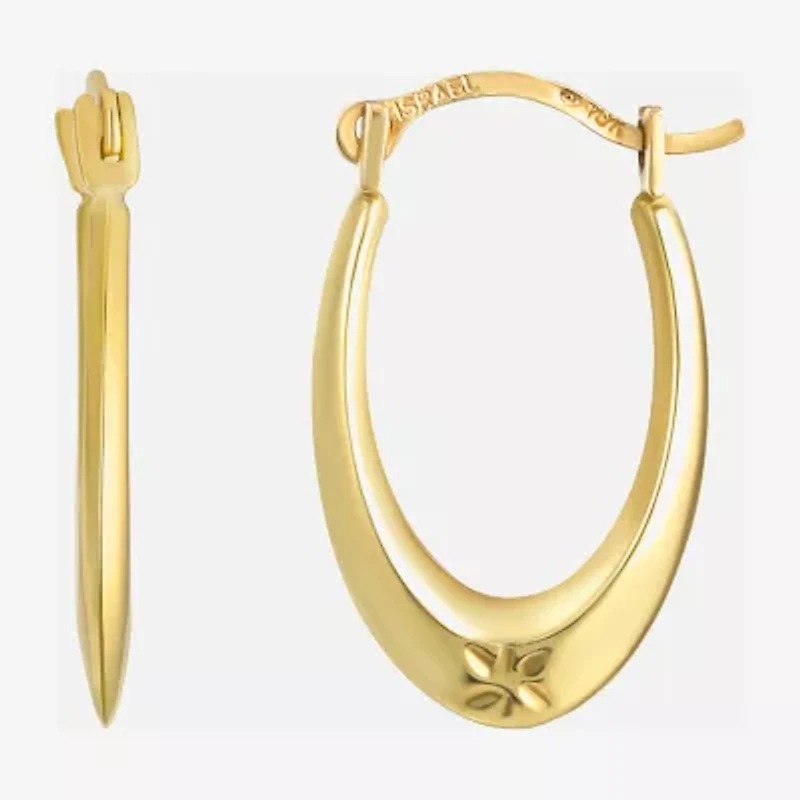 Womens 10K Gold 14.5mm Oval Hoop Earrings