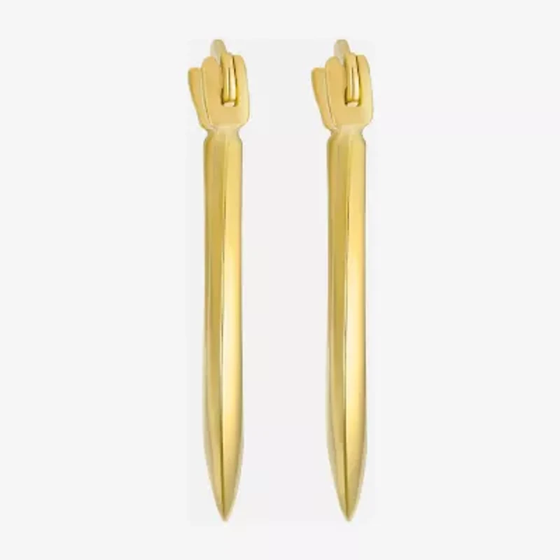 Womens 10K Gold 14.5mm Oval Hoop Earrings