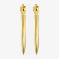 Womens 10K Gold 14.5mm Oval Hoop Earrings