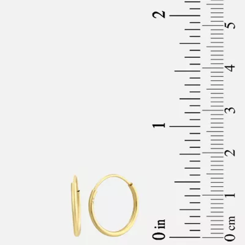 Womens 14K Gold 14mm Round Hoop Earrings