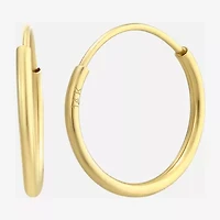 Womens 14K Gold 14mm Round Hoop Earrings