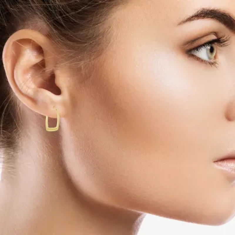 Womens 10K Gold 21mm Square Hoop Earrings