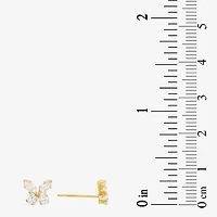 Cubic Zirconia 10K Gold 6mm Butterfly Stud Earrings