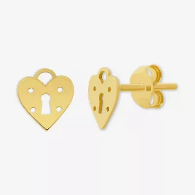 14K Gold 12.7mm Heart Stud Earrings
