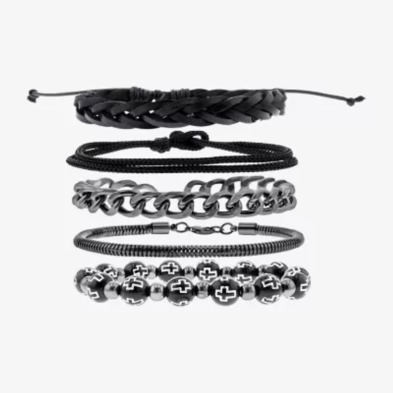Mens -pc. Stainless Steel Bracelet Set