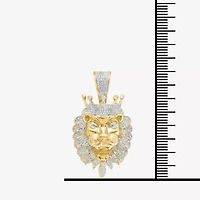 Lion Mens 1 CT. T.W. Natural White Diamond 14K Gold Over Silver Crown Pendant