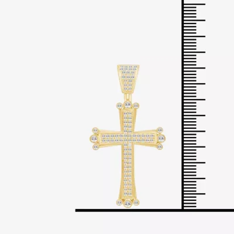 Mens 1/ CT. T.W. Natural White Diamond 10K Gold Cross Pendant