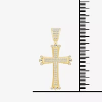 Mens 1/ CT. T.W. Natural White Diamond 10K Gold Cross Pendant