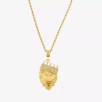 Mens Zirconia Stainless Steel 26 Inch Pendant Necklace