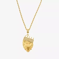 Mens Zirconia Stainless Steel 26 Inch Pendant Necklace