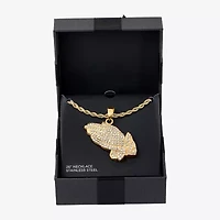 Mens Genuine Zirconia Stainless Steel 26 Inch Pendant Necklace