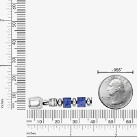 Mens Black Agate Stainless Steel Beaded Bracelet